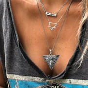 Jiaroswwei Three Layers Boho Turquoise Triangle Clavicle Chain Necklace Women Jewelry Gift